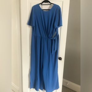 London Times crepe flutter sleeve jumpsuit - periwinkle blue - 16